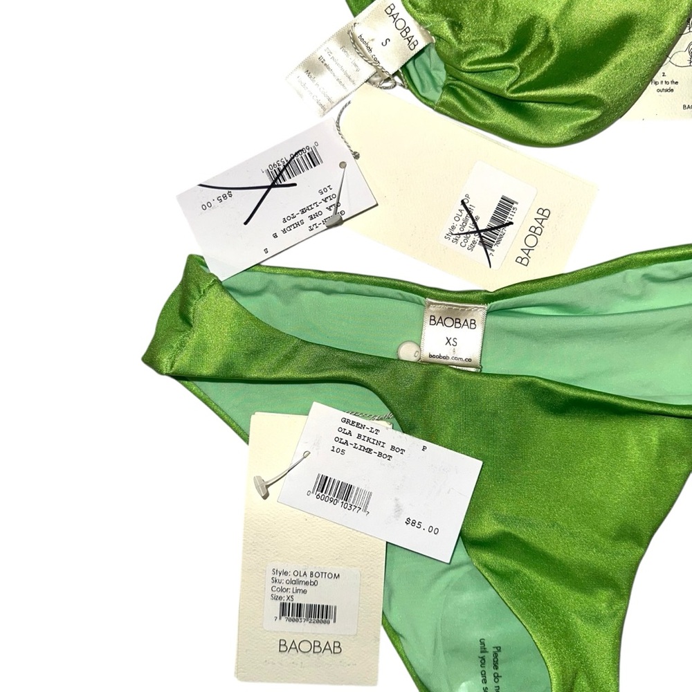NWT Baobab Collection Ola Twist Lime Green Bikini Set Top and Bottom XS/S - Picture 3 of 4